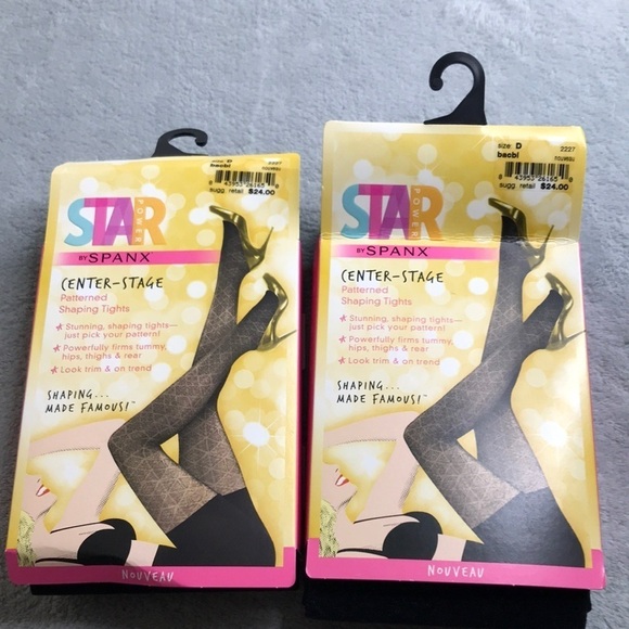 2 Pairs of Center Stage By Spanx Patterned Shaping Tights Size XL - Picture 1 of 8